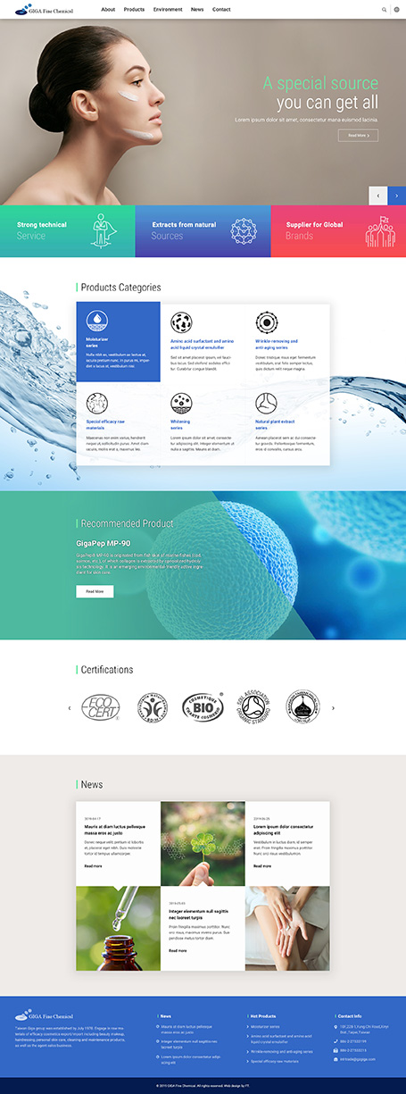 技嘉化工,技嘉精化貿易,化妝品原料網頁設計,網站設計,website design, RWD homepage,Giga Fine Chemical,技嘉精化網頁設計